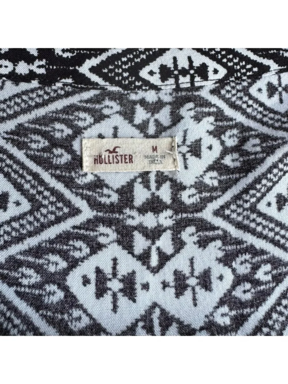 Hollister Redondo Kimono Blazer Sz M Black White Southwestern Print 3/4 Sleeve - Picture 4 of 9